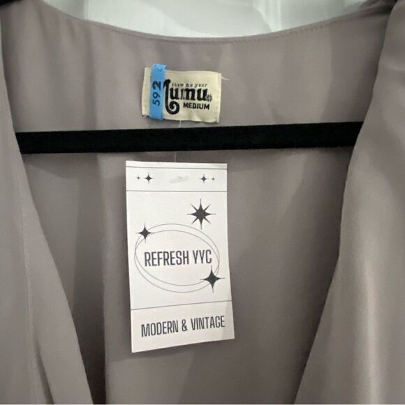 Show Me Your Mumu Grey Chiffon Ruffle Maxi Wrap Dress Womens Size Medium - Picture 2 of 4